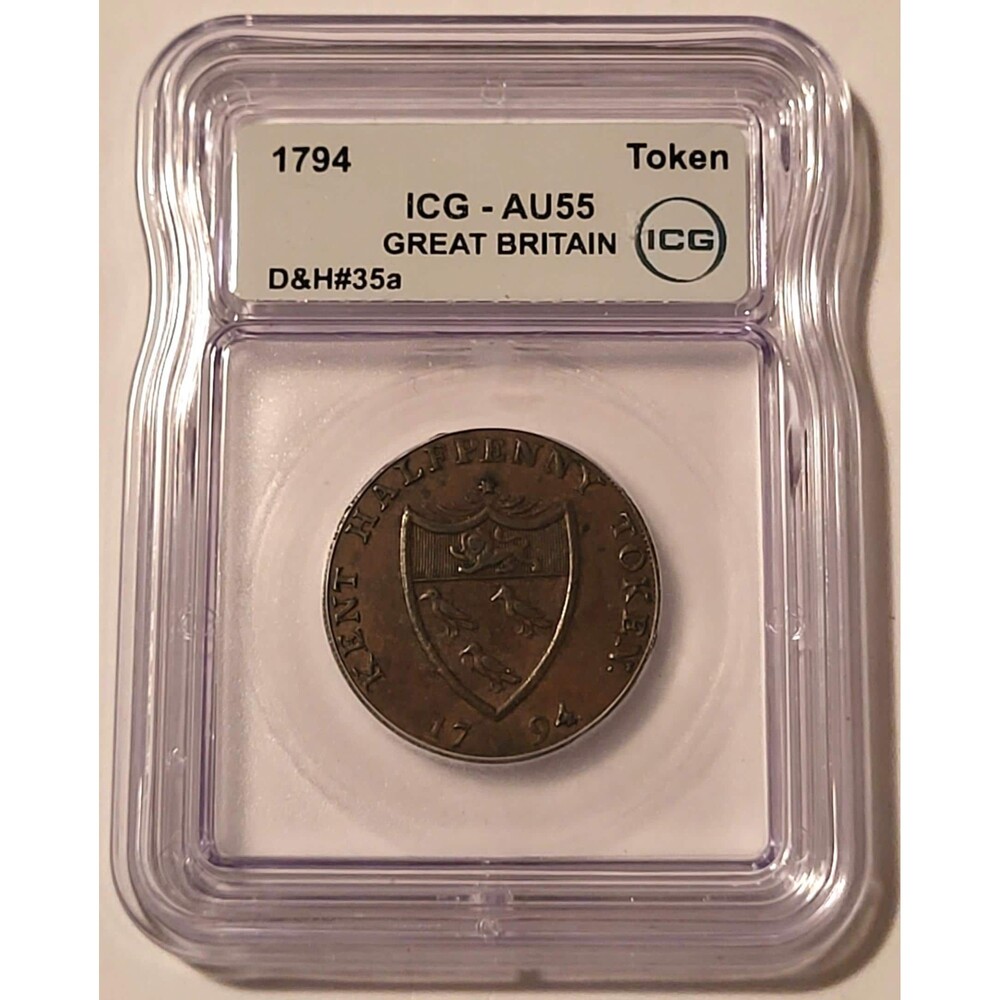 Great Britain 1794 1/2 Penny Conder Token Kent D&H-35a AU55 ICG